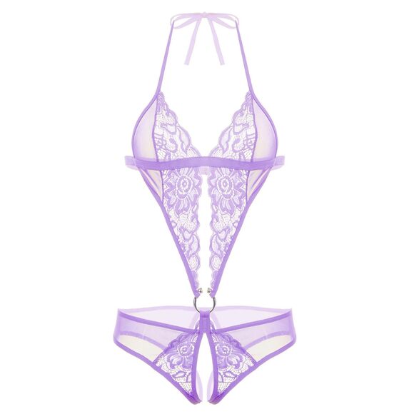 Other - 7328 Lingerie Lace Bodysuit One Piece Babydoll Mesh Lingerielilac,M